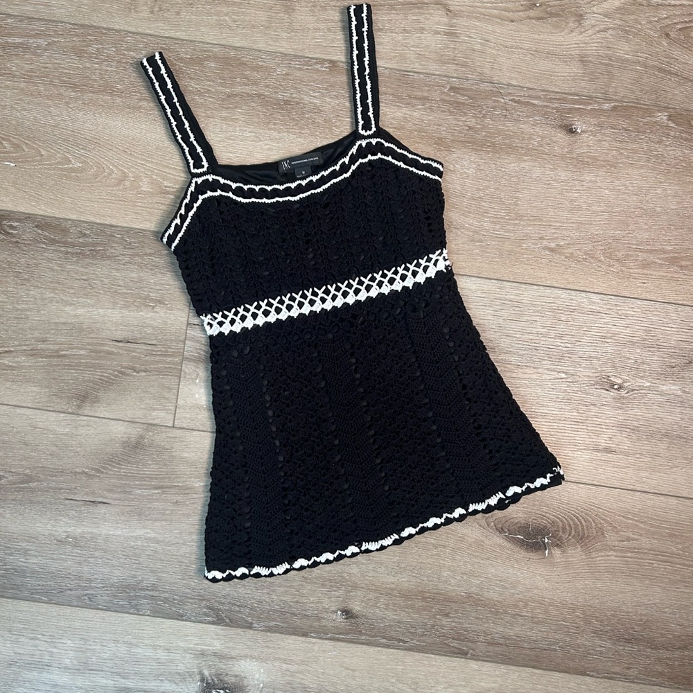 INC International Concepts Black and White Knit Tank Top